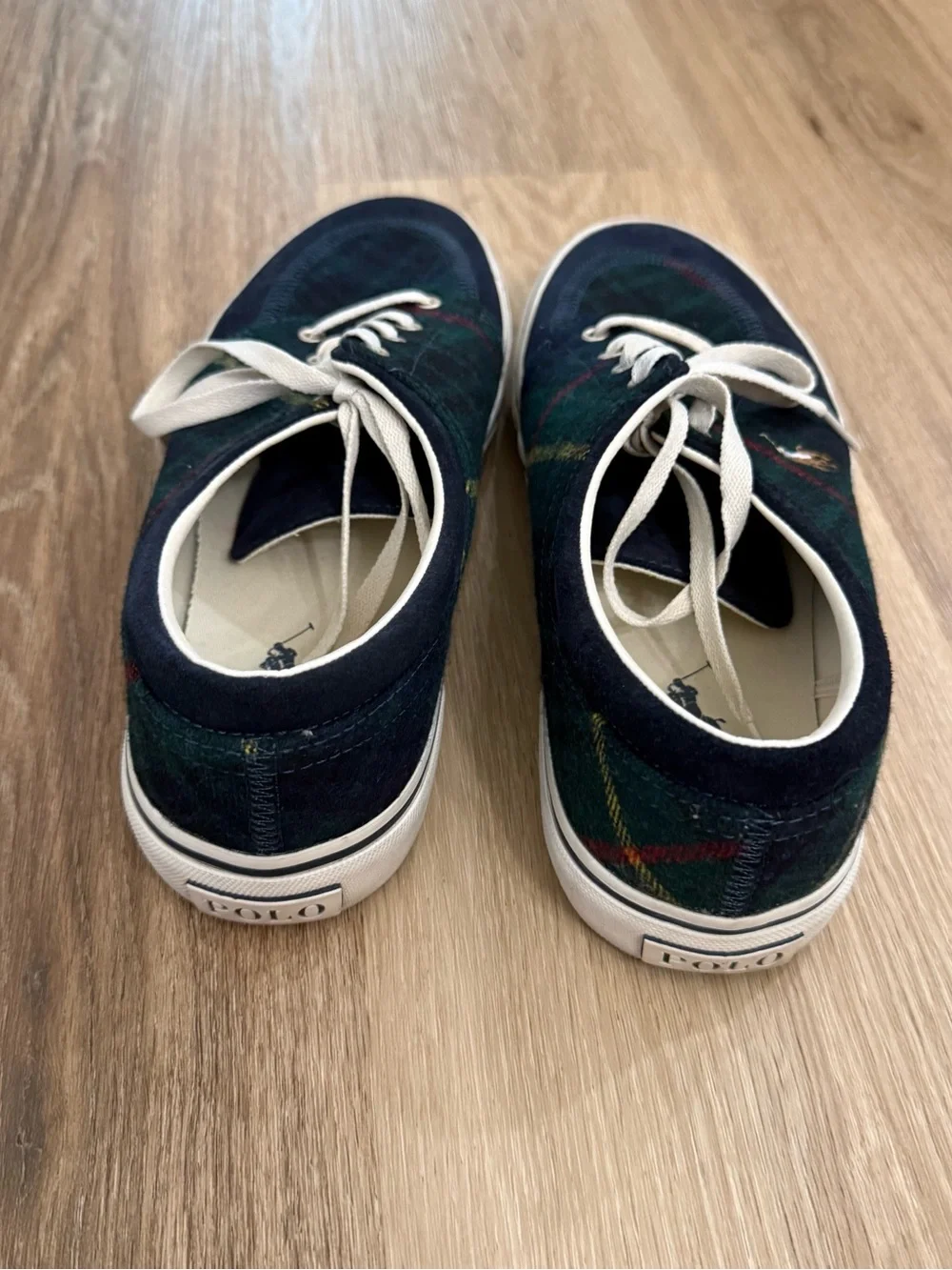Polo by Ralph Lauren Navy & Green Plaid Low-Top Sneakers